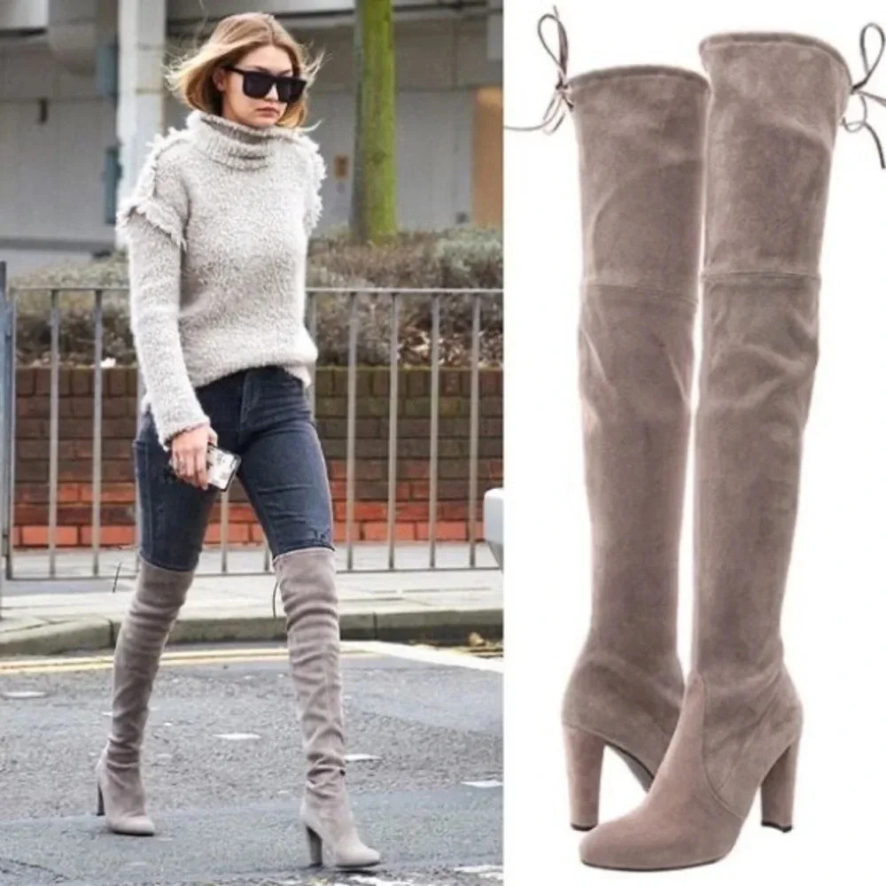 Stuart Weitzman Highland Heel Boot in Taupe Size 37